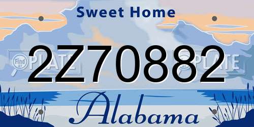 2Z70882 Alabama License Plate