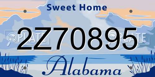 2Z70895 Alabama License Plate