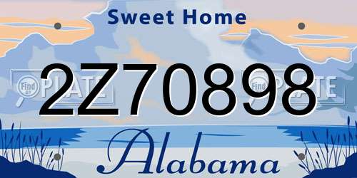 2Z70898 Alabama License Plate