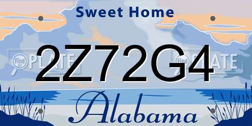 2Z72G4 Alabama License Plate