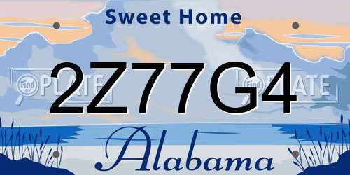 2Z77G4 Alabama License Plate