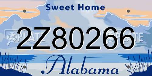 2Z80266 Alabama License Plate