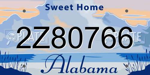 2Z80766 Alabama License Plate