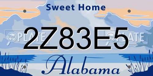 2Z83E5 Alabama License Plate