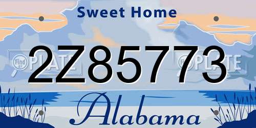 2Z85773 Alabama License Plate