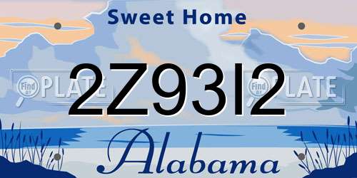2Z93I2 Alabama License Plate