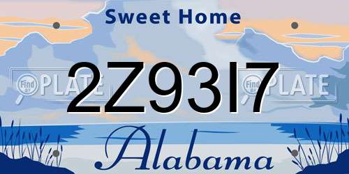 2Z93I7 Alabama License Plate