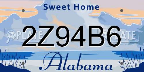 2Z94B6 Alabama License Plate
