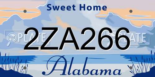 2ZA266 Alabama License Plate