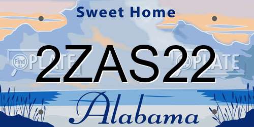 2ZAS22 Alabama License Plate