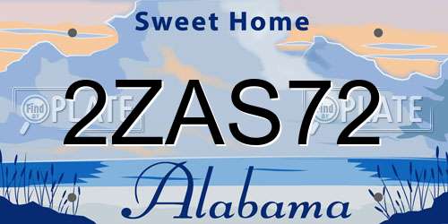 2ZAS72 Alabama License Plate
