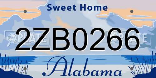 2ZB0266 Alabama License Plate