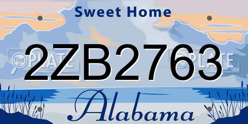 2ZB2763 Alabama License Plate