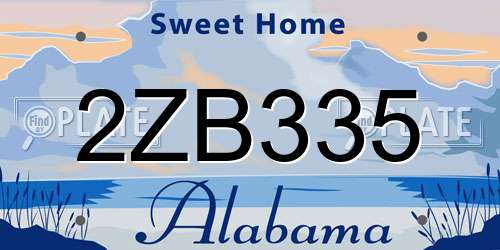 2ZB335 Alabama License Plate