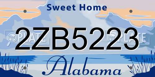 2ZB5223 Alabama License Plate