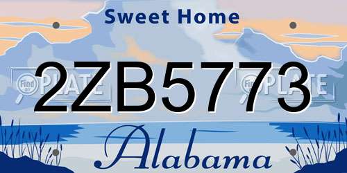 2ZB5773 Alabama License Plate