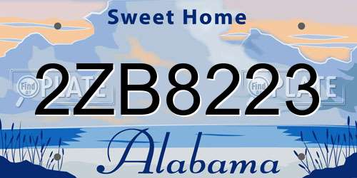 2ZB8223 Alabama License Plate