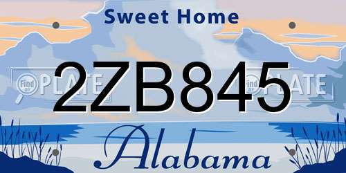 2ZB845 Alabama License Plate