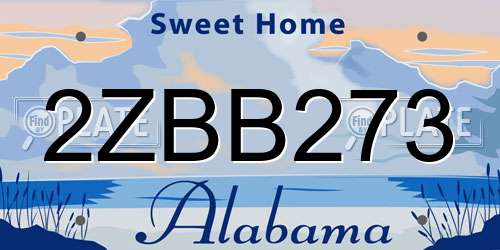 2ZBB273 Alabama License Plate