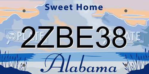 2ZBE38 Alabama License Plate