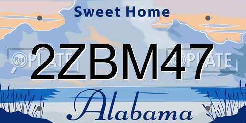 2ZBM47 Alabama License Plate