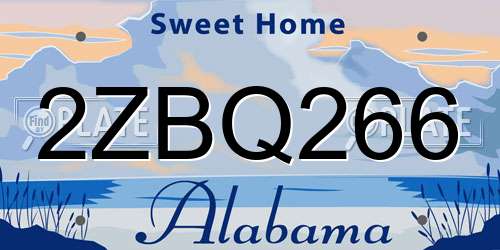 2ZBQ266 Alabama License Plate
