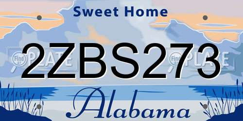 2ZBS273 Alabama License Plate