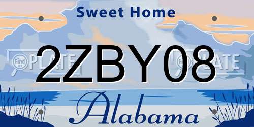 2ZBY08 Alabama License Plate