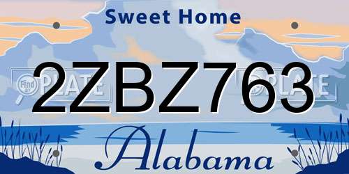 2ZBZ763 Alabama License Plate