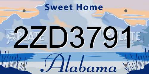 2ZD3791 Alabama License Plate