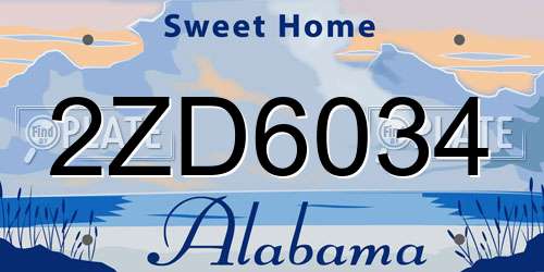 2ZD6034 Alabama License Plate