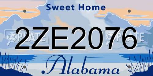 2ZE2076 Alabama License Plate