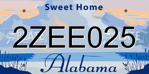 2ZEE025 Alabama License Plate