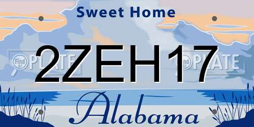 2ZEH17 Alabama License Plate