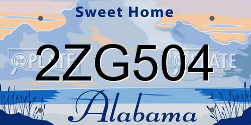 2ZG504 Alabama License Plate