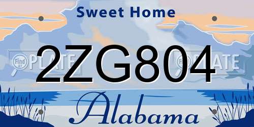 2ZG804 Alabama License Plate