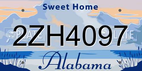 2ZH4097 Alabama License Plate