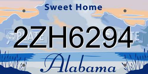 2ZH6294 Alabama License Plate