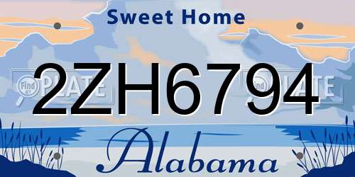 2ZH6794 Alabama License Plate