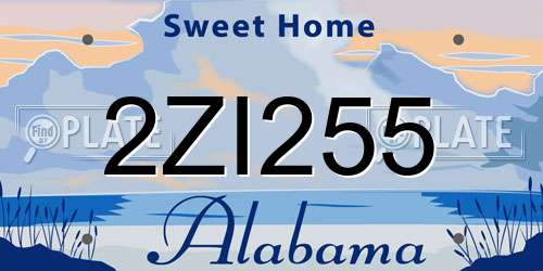 2ZI255 Alabama License Plate
