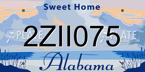 2ZII075 Alabama License Plate