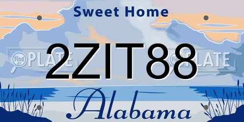 2ZIT88 Alabama License Plate
