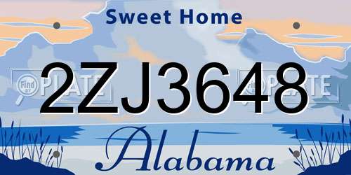 2ZJ3648 Alabama License Plate