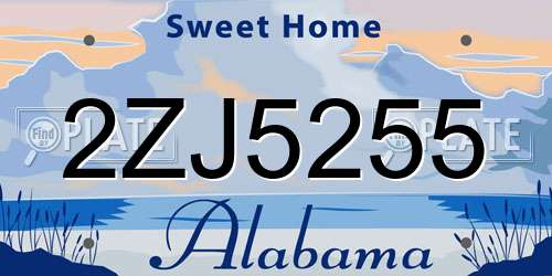 2ZJ5255 Alabama License Plate