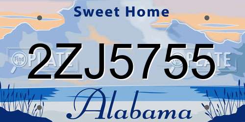 2ZJ5755 Alabama License Plate