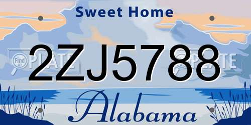 2ZJ5788 Alabama License Plate