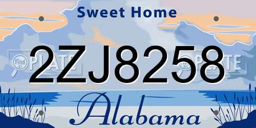 2ZJ8258 Alabama License Plate