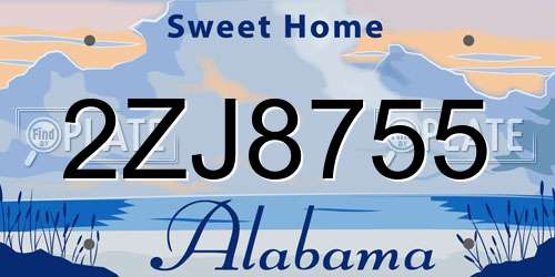2ZJ8755 Alabama License Plate