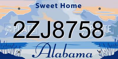 2ZJ8758 Alabama License Plate