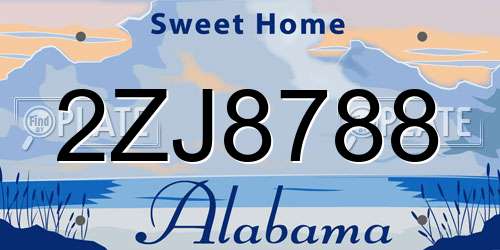 2ZJ8788 Alabama License Plate